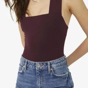 Free People Intimately She's So Sleek Burgundy Thong Bodysuit - Size - Medium